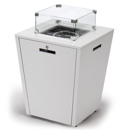 Patio Trasero 32.44 x 21.65 x 21.65 in. Chelsea Aluminum Patio Modern Propane Fire Pit Side Table, White PA2450294